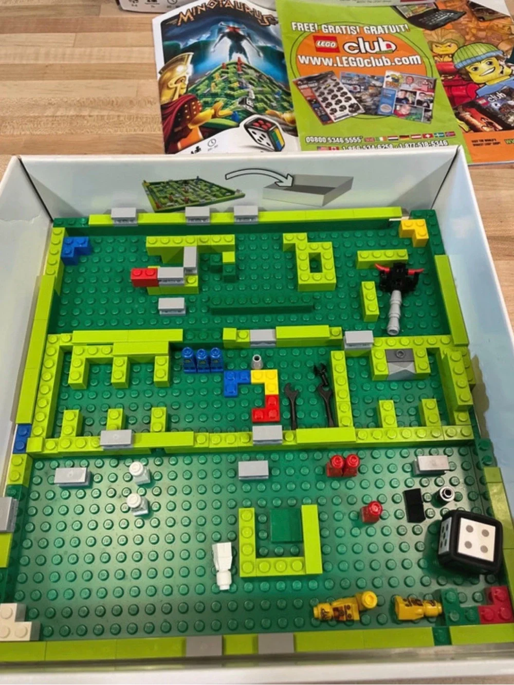 Lego Minotaurus Board Game Box with Green, Blue, Red, Yellow and Gold Artwork